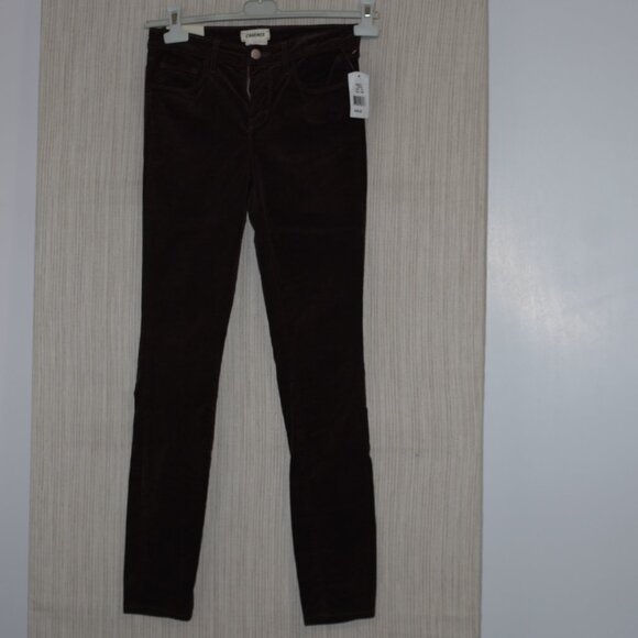 L'AGENCE Marguerite espresso brown Skinny High Rise velvet pants Size:24 - Picture 3 of 6